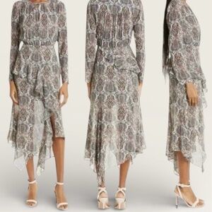NWT Veronica Beard Sazane Boho Paisley Midi Dress Size 4